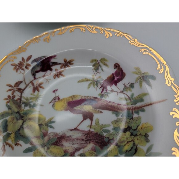 Rutherford's Birds 8.5” Gold Scroll Floral Rimmed Soup Salad Bowl~Set Of 2 - Picture 4 of 7
